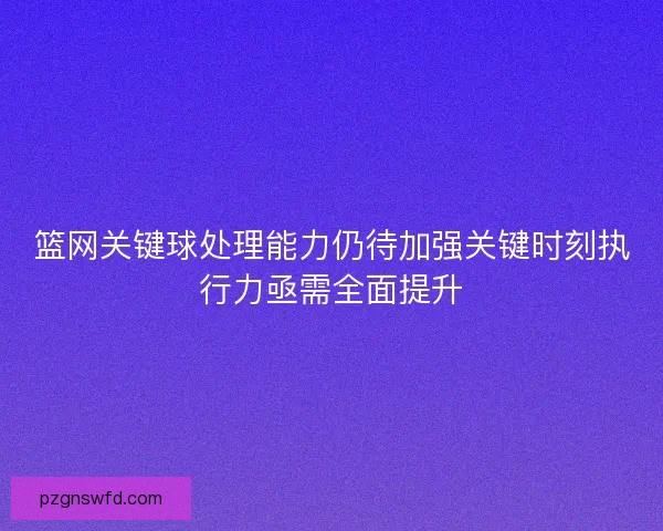 篮网关键球处理能力仍待加强关键时刻执行力亟需全面提升